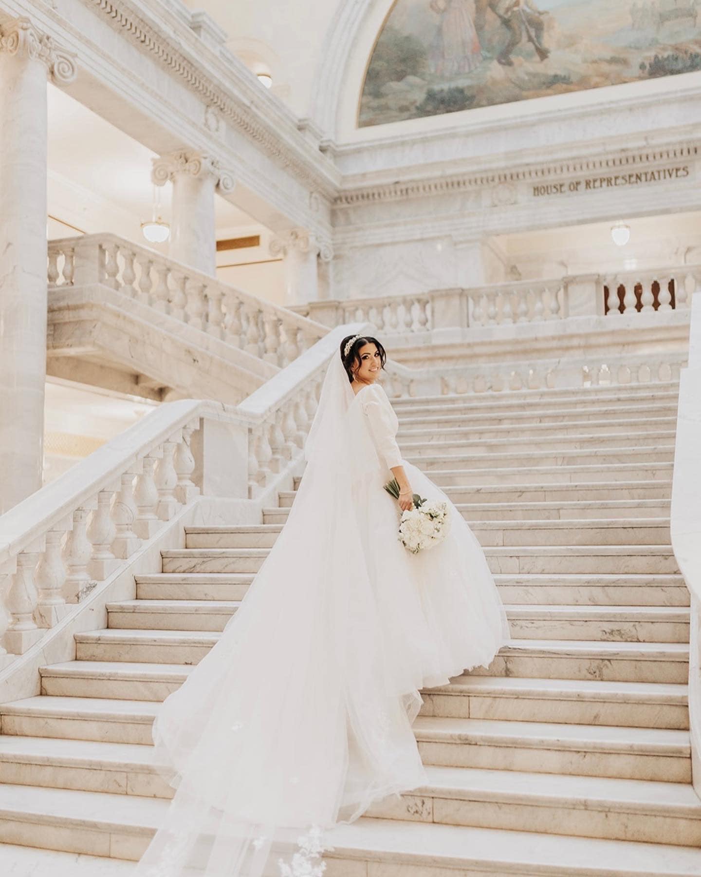 Grand Staircase Bridal Portrait